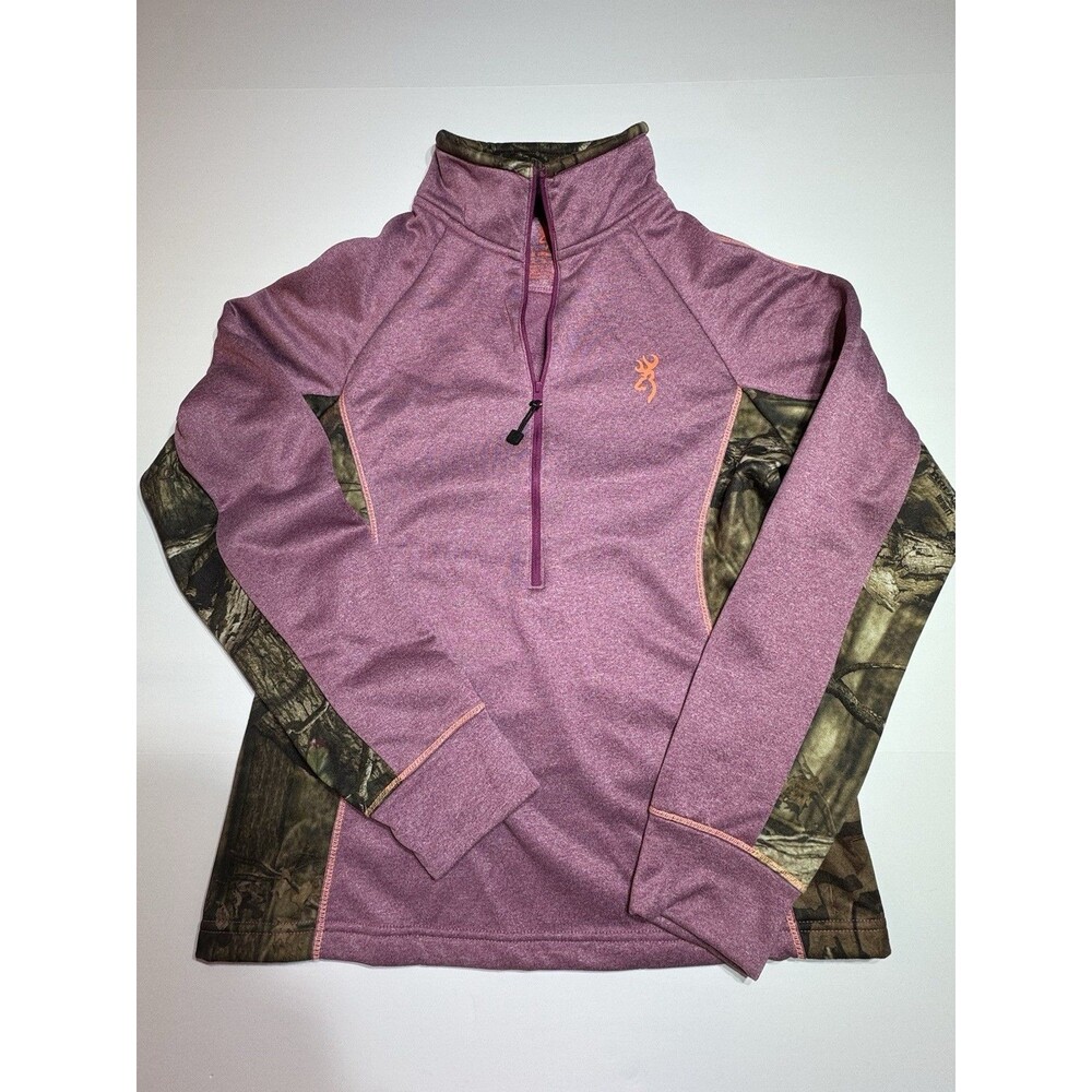 Browning Girls XL Quarter Zip Pullover Pink Realtree Camo Hunting Outdoors Youth